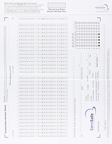 Servsafe Exam Answer Sheet for Pencil/ Paper Exam Stand-Alone