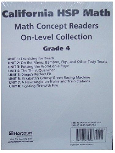 California HSP Math Math Concept Readers On Level Collection Grade 4 (Harcourt School Publishers Math)