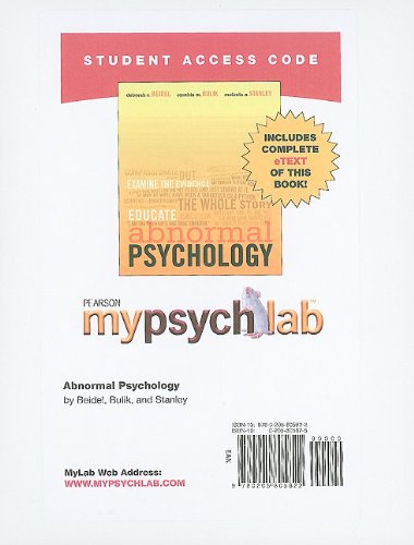 Abnormal Psychology Mypsychlab With Pearson Etext Student Access Code Card