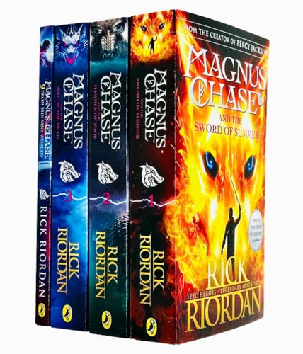 Magnus Chase and the Gods of Asgard 4 Books Collection Set By Rick Riordan (The Sword of Summer, The Hammer of Thor, The Ship of the Dead & 9 From the Nine Worlds)