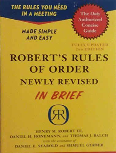 Robert's Rules of Order Newly Revised In Brief, 2nd edition