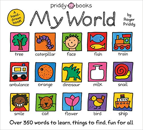 My World: A hand-drawn book with 350 words to learn, things to count, lots to find