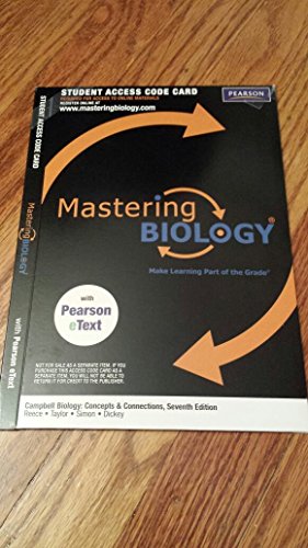 Mastering Biology without Pearson eText -- Standalone Access Card -- for Campbell Biology: Concepts & Connections