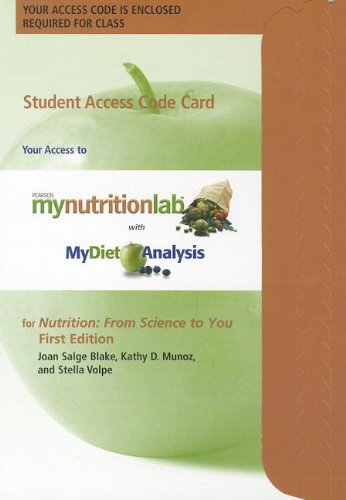 NEW MyNutritionLab plus MyDietAnalysis with Pearson eText -- Standalone Access Card -- for Nutrition: From Science to You