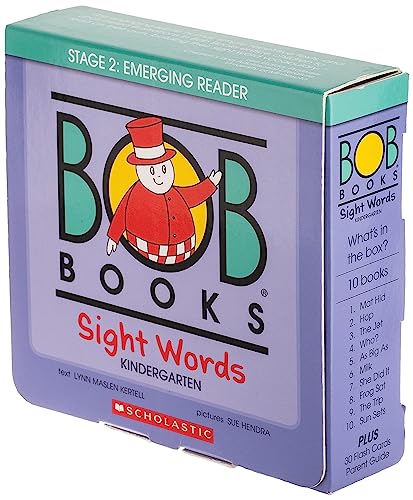 Bob Books - Sight Words Kindergarten Box Set | Decodable Phonics Books, Ages 4 and up, Kindergarten, Flashcards (Stage 2: Emerging Reader)