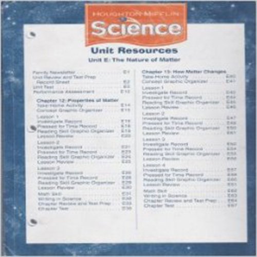 Science Level 4 Unit Resource Reader Physical: Houghton Mifflin Science California