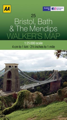 Aa Bristol, Bath & the Mendips Walker's Map