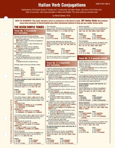 Italian Verb Conjugation Card (Barron's Foreign Language Fundamentals)