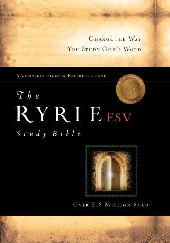 Holy Bible: Ryrie English Standard Version, Black, Calfskin Leather, Red Letter, Indexed, Study Bible