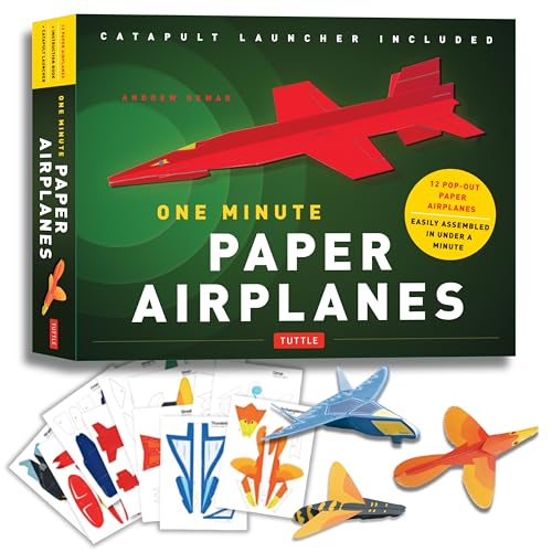 One Minute Paper Airplanes Kit: 12 Pop-Out Planes, Easily Assembled in Under a Minute: Paper Airplane Book with Paper, 12 Projects & Plane Launcher