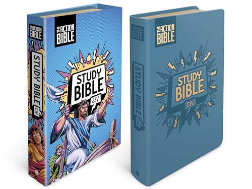 The Action Bible Study Bible ESV, Leathersoft, Blue, Full Color