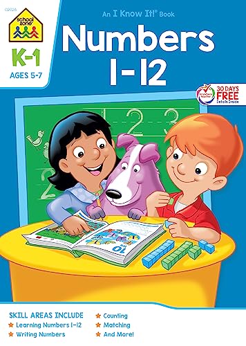 School Zone - Numbers 1-12 Workbook - Ages 5 to 6, Kindergarten, 1st Grade, Number Words, Writing, Tracing, Counting, and More (School Zone I Know It!® Workbook Series)
