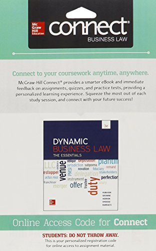 Connect 1 Semester Access Card for Dynamic Business Law: The Essentials