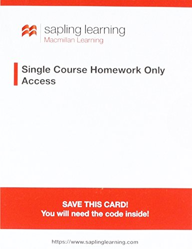 Sapling Single-course General, Organic, and Biochemistry Homework Access Card