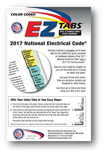 Color Coded EZ Tabs for the 2017 National Electrical Code