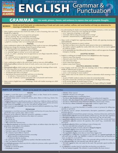 English Grammar & Punctuation: a QuickStudy Laminated Reference Guide
