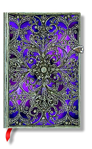 Paperblanks Silver Filigree Aubergine Mini Notebook with Unlined Pages