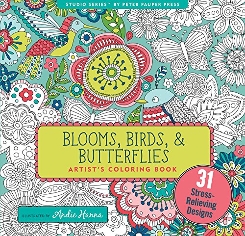 Blooms, Birds, & Butterflies Adult Coloring Book (31 stress-relieving designs)
