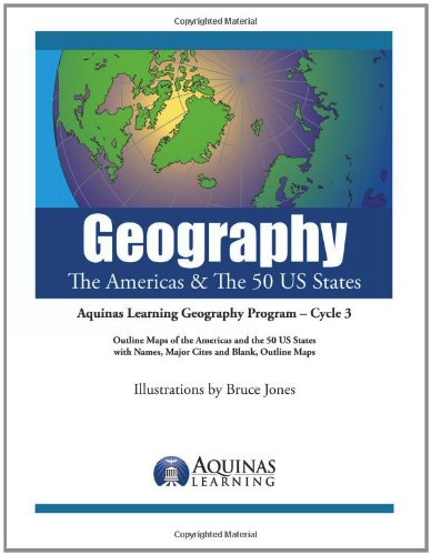 Geography, the Americas & the 50 US States: Outline Maps of the America and the 50 United States States, With Names, Major Cities and Blank Outline Maps