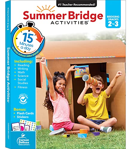 Summer Bridge Activities 2nd to 3rd Grade Workbooks, Activity Book With Math, Reading Comprehension, Science, Fitness, Social Studies, Writing Practice, and Flash Cards