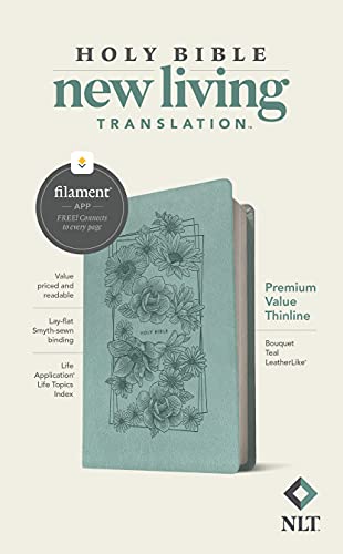 NLT Premium Value Thinline Bible, Filament Enabled (LeatherLike, Bouquet Teal)
