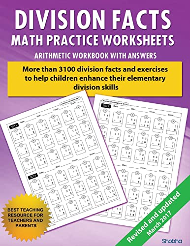 Division Facts Math Practice Worksheet Arithmetic Workbook With Answers: Daily Practice Guide for Elementary Students and Other Kids