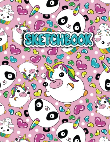 Sketchbook: Cute Unicorn Kawaii Sketchbook for Girls with 100+ Pages of 8.5"x11" Blank Paper for Drawing, Doodling or Learning to Draw: Volume 1 (Sketchbooks For Kids)