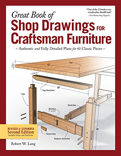 Great Book of Shop Drawings for Craftsman Furniture, Revised & Expanded Second Edition: Authentic and Fully Detailed Plans for 61 Classic Pieces