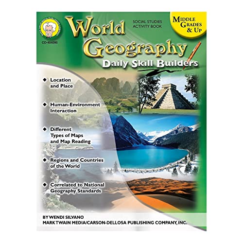 Mark Twain World Geography Workbook, Middle School Books Covering Map Skills, Regions, Countries, and More, Social Studies Classroom or Homeschool Curriculum, Daily Skill Builders Series (Volume 7)