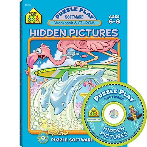 School Zone - Hidden Pictures Workbook with CD-Rom - 64 Pages, Ages 6 to 8, Puzzle Play, Problem-Solving, CD Software