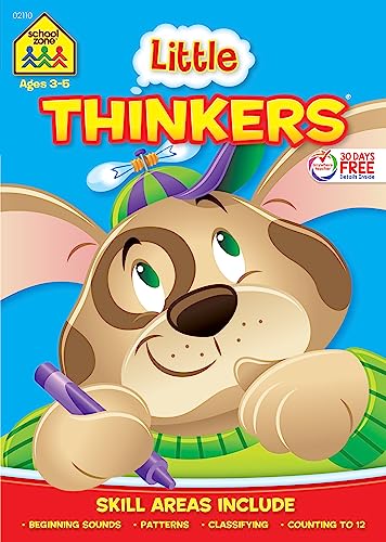 School Zone - Little Thinkers Preschool Workbook - 32 Pages, Ages 3 to 5, Beginning Sounds, Patterns, Alphabet, Counting 0-12, and More (School Zone Little Thinkers® Workbook Series)