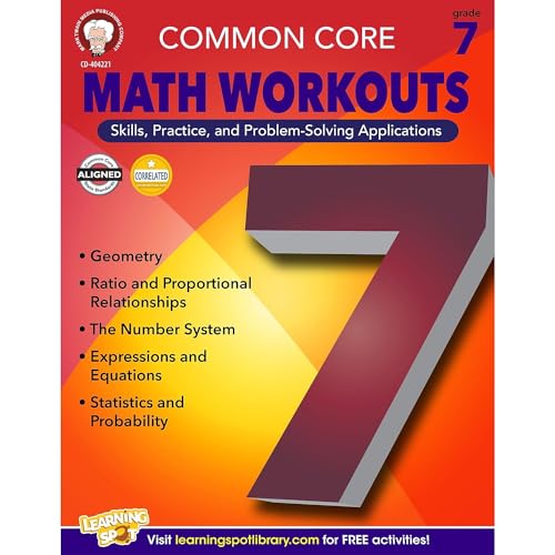 Mark Twain Media | Common Core Math Workouts Workbook | 7th Grade, 64pgs