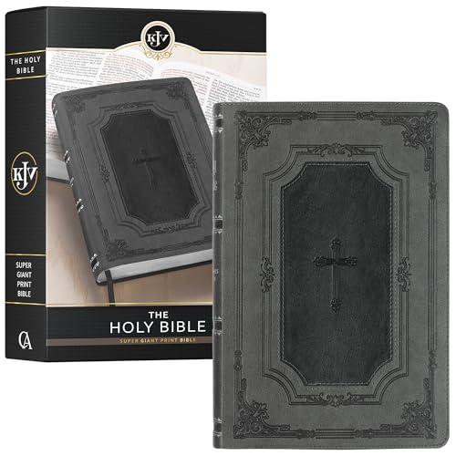KJV Holy Bible, Super Giant Print Faux Leather Red Letter Edition - Thumb Index & Ribbon Marker, King James Version, Gray/Black (KJV Super Giant Print Editions)