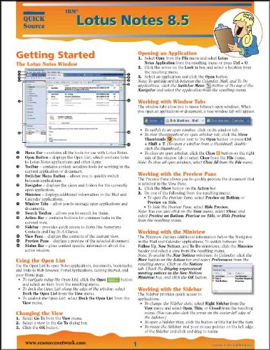 IBM Lotus Notes 8.5 Quick Source Reference Guide