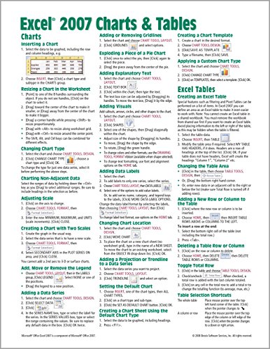Microsoft Excel 2007 Charts & Tables Quick Reference Guide (Cheat Sheet of Instructions, Tips & Shortcuts - Laminated Card) by Beezix Inc (2007) Pamphlet