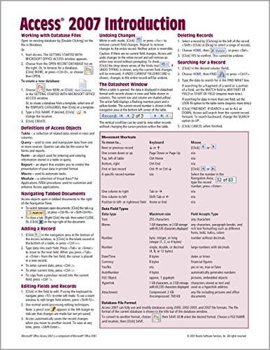Microsoft Access 2007 Introduction Quick Reference Guide (Cheat Sheet of Instructions, Tips & Shortcuts - Laminated Card)