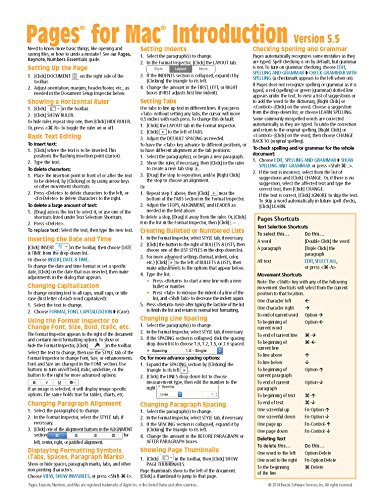 Pages for Mac Quick Reference Guide, version 5.5 or 5.6 Introduction (Cheat Sheet of Instructions, Tips & Shortcuts - Laminated Card) by Beezix Inc. (2014-10-31)