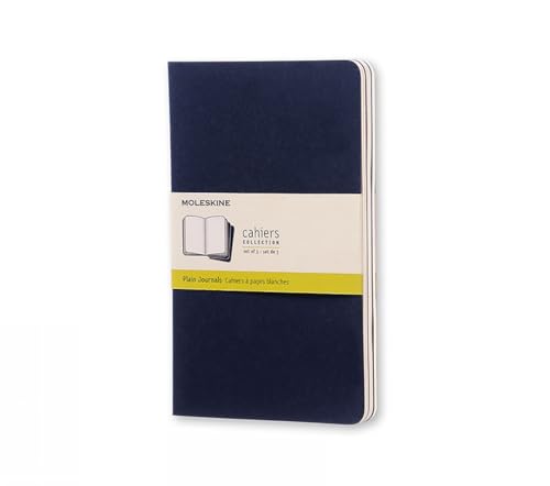 Moleskine Cahier Notizhefte (blanko, Large, Kartoneinband) 3-er-Set indigoblau