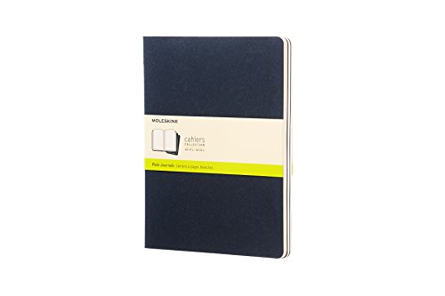 Moleskine Cahier Notizhefte (blanko, X-Large, Kartoneinband) 3-er-Set indigoblau