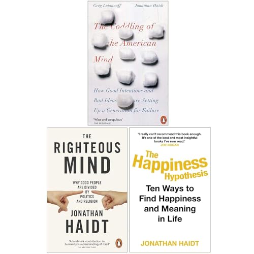 Jonathan Haidt Collection 3 Books Set (The Coddling of the American Mind, The Righteous Mind, The Happiness Hypothesis)