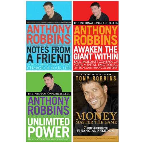 Tony Robbins Collection 4 Books Set (Notes From A Friend, Awaken The Giant Within, Unlimited Power & Money Master the Game)