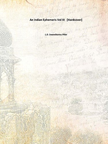 An Indian Ephemeris Vol III 1922 [Hardcover]