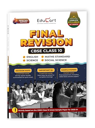 Educart CBSE Class 10 Final Revision Book Term 2 For Maths Standard + Science + SST + English 2022