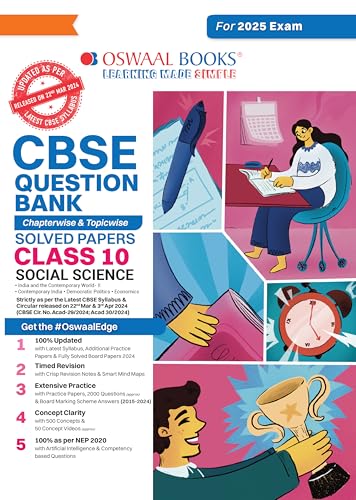 Oswaal CBSE Question Bank Class 10 Social Science, Chapterwise and Topicwise Solved Papers For Board Exams 2025
