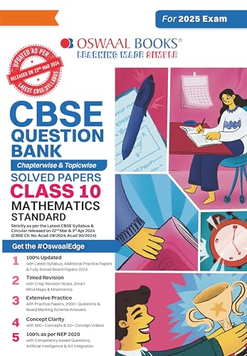 Oswaal CBSE Question Bank Class 10 Mathematics (Standard), Chapterwise and Topicwise Solved Papers For Board Exams 2025