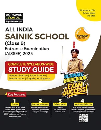 Examcart Sainik School Entrance (AISSEE) Class 9 Guide Book for 2025 Exam in English
