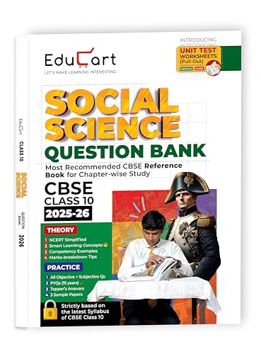 Educart CBSE Question Bank Class 10 Social Science 2025-26 on new Syllabus 2026 (Introducing Unit Test Worksheets)