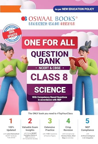 Oswaal One For All Question Bank NCERT & CBSE Class-8 Science (For 2024 Exam)