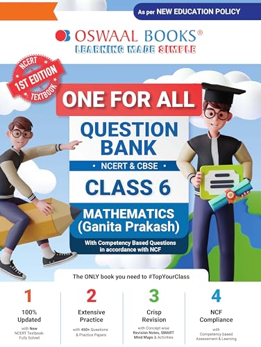 Oswaal One For All Question Bank NCERT & CBSE Class 6 Mathematics - Ganita Prakash (For Latest Exam)