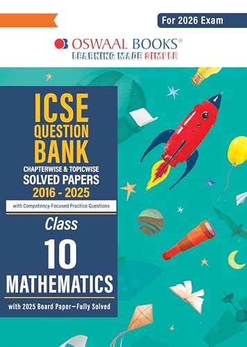 Oswaal ICSE Question Bank Chapterwise & Topicwise Solved Papers Class 10 Math For 2026 Exam